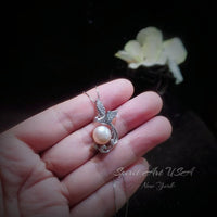 Small Freshwater Pink Pearl Phoenix Necklace Full 925 Sterling Silver 18kgp Bird Pendant Pearl Jewelry #932