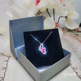 Sterling Silver Ruby Butterfly Necklace - Dainty Ruby Pendant Jewelry - 18KGP @ Sterling Silver #618