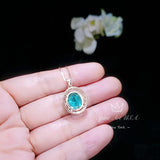 Green Paraiba Tourmaline Necklace Rose Gold coated Sterling Silver Large 4.7 CT Turquoise Green Paraiba Necklace #984