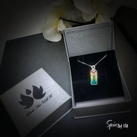 Rainbow Tourmaline Necklace Sterling Silver Rectangular Large Royal Gemstone Manmade Synthetic Water Melon Gemstone Pendant #980