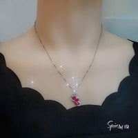Sterling Silver Ruby Butterfly Necklace - Dainty Ruby Pendant Jewelry - 18KGP @ Sterling Silver #618