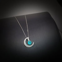 Crescent Moon Paraiba Necklace 925 Sterling Silver Blue Tourmaline One Necklace Two Wear Double Pendant #223