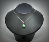 Teardrop Diopside Necklace Sterling Silver 5 CT Green Pendant 18k White Gold Plated Tiny Pear Ruby Jewelry May Birthstone #778