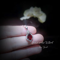 Garnet Necklace - 18KGP @ Sterling Silver - Dainty Garnet Pendant - January Birthstone - Pear Cut Garnet Jewelry
