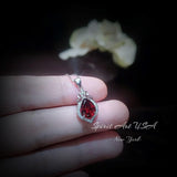 Garnet Necklace - 18KGP @ Sterling Silver - Dainty Garnet Pendant - January Birthstone - Pear Cut Garnet Jewelry
