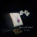 Large Pink Tourmaline Necklace - 18KGP @ Sterling Silver - Sunflower Necklace - 4 CT Pink Tourmaline Pendant #587