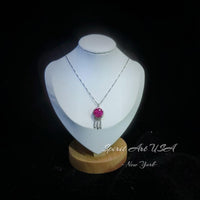 Pink Sapphire Necklace 18KGP @ Sterling Silver Dream Catcher Necklace - 6 CT Round - Large Pink Sapphire Pendant - Dreamcatcher Pendant #771