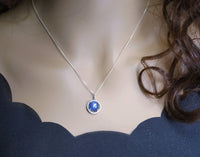 Blue Kyanite Necklace - Sterling Silver Kyanite Jewelry, Blue Kyanite Pendant - Round Crown Necklace 1111