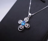 Topaz Cross Necklace - 18KGP @ Sterling Silver - Cross Flower - Blue Topaz Necklace - Blue Topaz pendant - Blue Topaz jewelry #239