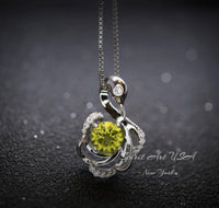 Genuine Peridot Necklace - Swan Necklace - Natural Green Peridot Pendant - 18KGP @ Sterling Silver - August Birthstone #971