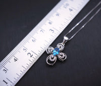 Topaz Cross Necklace - 18KGP @ Sterling Silver - Cross Flower - Blue Topaz Necklace - Blue Topaz pendant - Blue Topaz jewelry #239