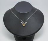 Sterling Silver Round Citrine Necklace - Deer Antler Pendant - November Birthstone - Angel Wing Round Cut 2 CT Natural Citrine Jewelry #372