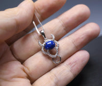 Lapis Lazuli Necklace, Sterling Silver Buffalo Minimalist Animal Silver Bull Jewelry Dainty Ox Natural Blue Lapis Lazuli Choker #235