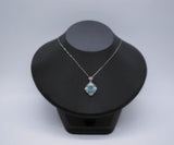 Paraiba Tourmaline Necklace - 18KGP @ Sterling Silver - Royal Flower Blue Gemstone Necklace - Green Paraiba Pendant #539