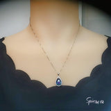 Large Teardrop Mystic Topaz Necklace 5 CT Gemstone Halo Pear Rainbow Topaz Pendant Sterling Silver White Gold Plated Solitaire #564