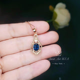Rose Gold Blue Sapphire Necklace Sterling Silver 3 Ct Oval Large Blue Gemstone Pendant Blue Sapphire Jewelry #647