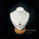 Gemstone Star Sunstone Necklace 18KGP & Sterling Silver - 6 Point Star Pendant - Orange Spessartite Jewelry -Hexagram Art Deco #822