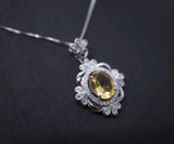 Genuine Citrine Necklace Sterling Silver Flower 2.1 CT Yellow Gemstone Pendant November Birthstone 18kgp #716