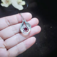 Ruby Necklace Sterling Silver Blue Sapphire Wing Jewelry 18kgp Hold Your Heart Red Ruby Jewelry #530