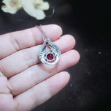 Ruby Necklace Sterling Silver Blue Sapphire Wing Jewelry 18kgp Hold Your Heart Red Ruby Jewelry #530