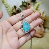 Paraiba Necklace Sterling Silver 14 CT Blue Paraiba Tourmaline Necklace Gemstone Royal Crown Flower Blue Gemstone Jewelry #977