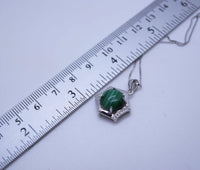 Genuine Malachite Necklace Silver - 925 Sterling Silver Green Malachite Pendant , Geometric Hexagonal Malachite Jewelry #137