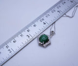 Genuine Malachite Necklace Silver - 925 Sterling Silver Green Malachite Pendant , Geometric Hexagonal Malachite Jewelry #137