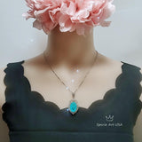 Paraiba Necklace Sterling Silver 14 CT Blue Paraiba Tourmaline Necklace Gemstone Royal Crown Flower Blue Gemstone Jewelry #977
