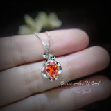 Sterling Silver Sunstone Necklace - 18kgp @ Sterling Silver - 1.8 CT Orange Tangerine Spessartite Garnet Pendant #154