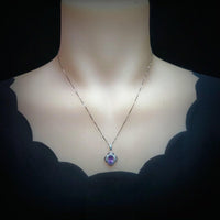 Amethyst Necklace, Flower of Life Style - 18kgp @ Sterling Silver - Genuine Natural Amethyst Jewelry , Crystal Yoga Pendant #322