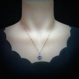 Amethyst Necklace, Flower of Life Style - 18kgp @ Sterling Silver - Genuine Natural Amethyst Jewelry , Crystal Yoga Pendant #322