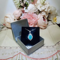 Paraiba Necklace Sterling Silver 14 CT Blue Paraiba Tourmaline Necklace Gemstone Royal Crown Flower Blue Gemstone Jewelry #977