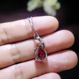 Classic Simple Ruby Necklace - 18KGP& Sterling Silver - Teardrop Red Ruby Pendant - July Birthstone - Pear 3.5 CT Large #683