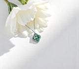 Four Leaf Clover Emerald Necklace Sterling Silver Green Emerald Pendant May Birthstone Simple Gemstone Jewelry 080