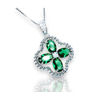 Four Leaf Clover Emerald Necklace Sterling Silver Green Emerald Pendant May Birthstone Simple Gemstone Jewelry 080