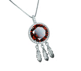 Large Spessartite Garnet Necklace - Dream Catcher Pendant - 18kgp @ Sterling Silver - Red Orange Garnet Jewelry #691