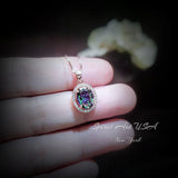 Rainbow Mystic Topaz Necklace - Rose gold coated Sterling Silver - Oval Cut Mystic Topaz Pendant 052