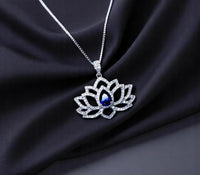 Tanzanite Necklace Lotus Flower Style Water Lily Pendant 18KGP @ Sterling Silver Birthstone Jewelry #1118