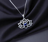 Tanzanite Necklace Lotus Flower Style Water Lily Pendant 18KGP @ Sterling Silver Birthstone Jewelry #1118