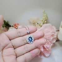 Royal Blue Sapphire Necklace - Gemstone Flower 2.1 CT Blue Sapphire Pendant - Blue Gemstone Jewelry #488