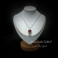 Large Spessartite Garnet Necklace - Dream Catcher Pendant - 18kgp @ Sterling Silver - Red Orange Garnet Jewelry #691