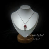 Large Spessartite Garnet Necklace - Dream Catcher Pendant - 18kgp @ Sterling Silver - Red Orange Garnet Jewelry #691