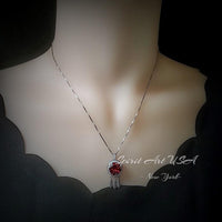 Large Spessartite Garnet Necklace - Dream Catcher Pendant - 18kgp @ Sterling Silver - Red Orange Garnet Jewelry #691