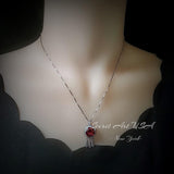 Large Spessartite Garnet Necklace - Dream Catcher Pendant - 18kgp @ Sterling Silver - Red Orange Garnet Jewelry #691