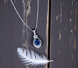 Blue Sapphire Necklace - Teardrop Gemstone White Gold Sterling silver 2.8 CT Sapphire Pendant - Large Bridal Jewelry #487
