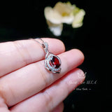 Garnet Necklace Sterling Silver flower of Life Red Gemstone Dainty Orange Spessartite Garnet Jewelry Tiny Garnet Choker Chakra Healing 1120
