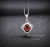 Garnet Necklace Sterling Silver flower of Life Red Gemstone Dainty Orange Spessartite Garnet Jewelry Tiny Garnet Choker Chakra Healing 1120