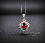 Garnet Necklace Sterling Silver flower of Life Red Gemstone Dainty Orange Spessartite Garnet Jewelry Tiny Garnet Choker Chakra Healing 1120