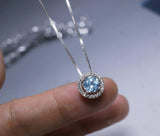 Tiny Blue Aquamarine Choker - 18KGP @ Sterling Silver - Minimalist Aquamarine Necklace 040
