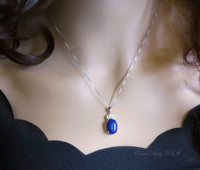 Lapis Lazuli Necklace, Sterling Silver Royal Crown Blue Lapis Pendant, The Vampire Diaries Jewelry 1048